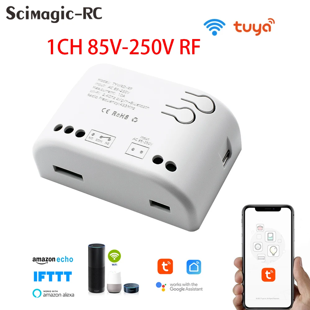 

Tuya Smart Home Switch Garage Door Receiver 1/2/4CH RF Motor Module AC DC 7-32V 85 To 250V 220V 10A Relay Self-Locking