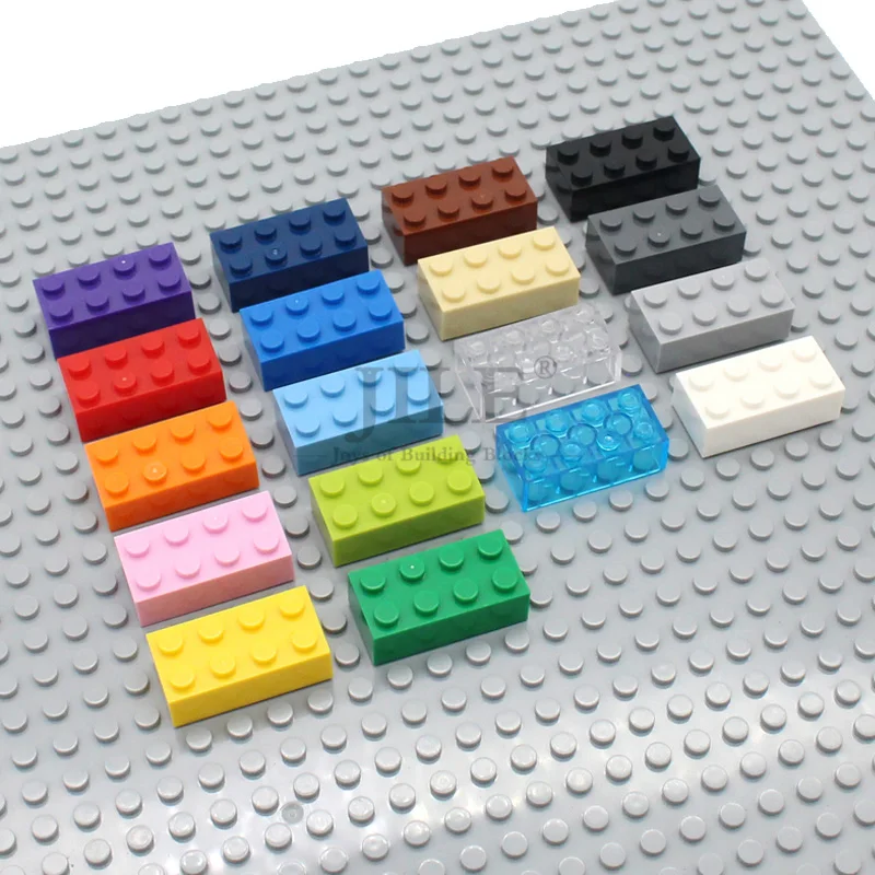 100pcs Moc Creative Brick 2x4 3001 Basics Enlighten Classic DIY Building Blocks Bulk Compatible with Assembles Particles Toys