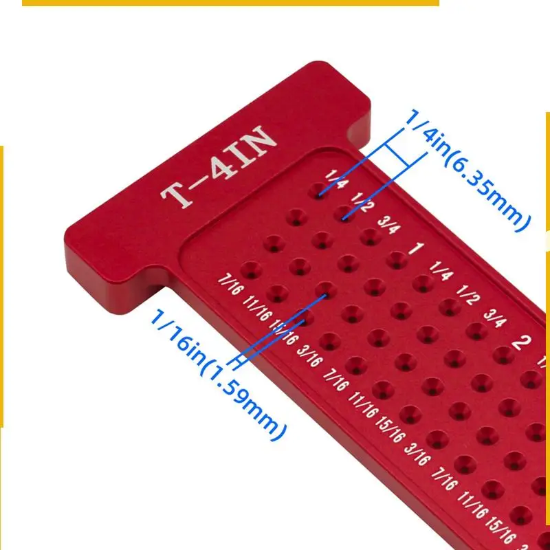 A76K 1 PZ Posizionamento dei fori in lega di alluminio Strumento di misurazione del calibro per incisione Marcatura imperiale T-Rule