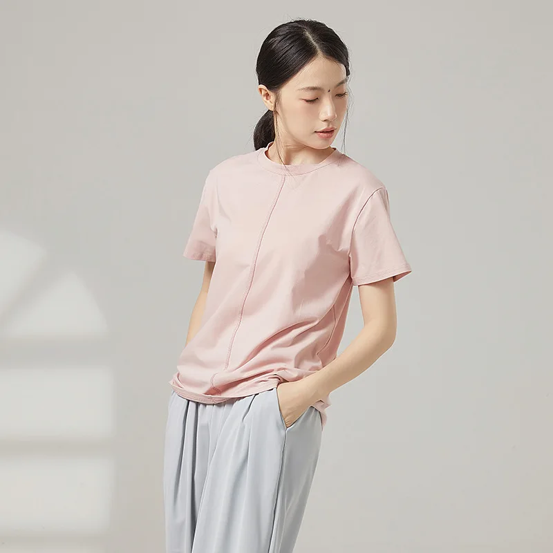 Women's Modern Dance T-Shirt Adult Loose Cotton Yoga Top Short Sleeve Performance Basic Dancing Costume Running Fitness Clothing