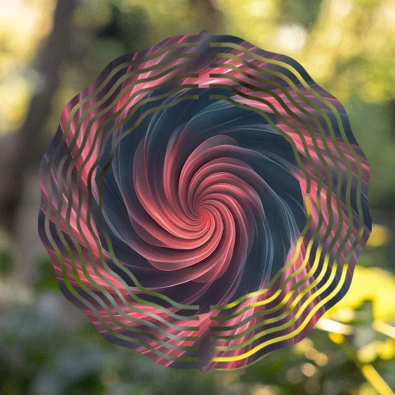 Red‑Blue Gradient Swirl Metal Wind Spinner Hanging Ornament For Garden Patio Balcony Yard Outdoor Decor
