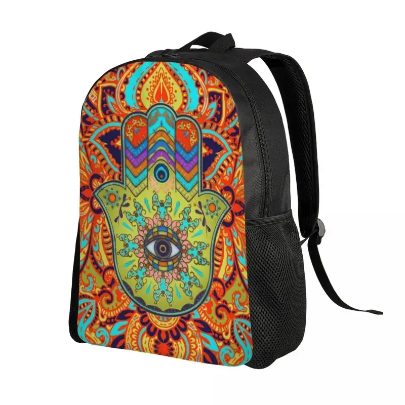 Zaino per Laptop a mano Hamsa Colorfull personalizzato donna uomo Fashion Bookbag per studenti delle scuole universitarie borse a mano di Fatima