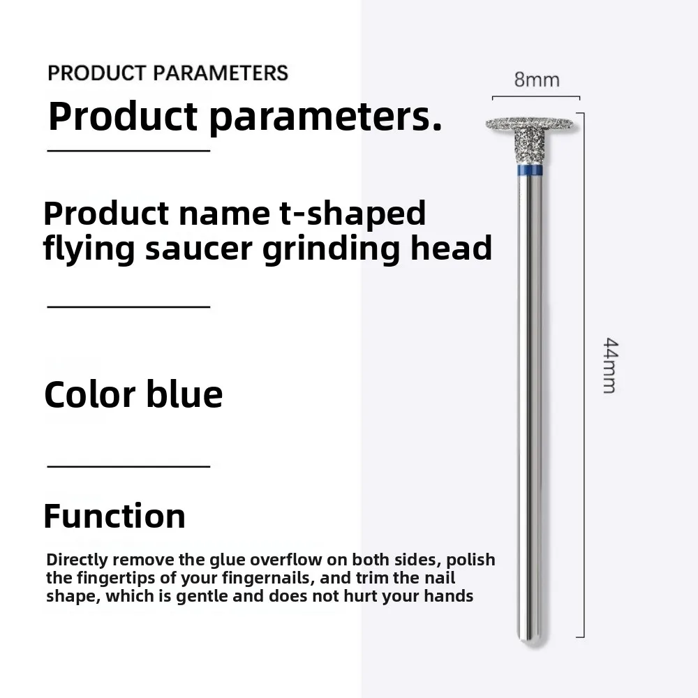 Disco de moagem rebarba elétrica prego broca remoção de cutícula moinhos em forma de t moedor cabeça de remoção diamante ferramentas da arte do prego
