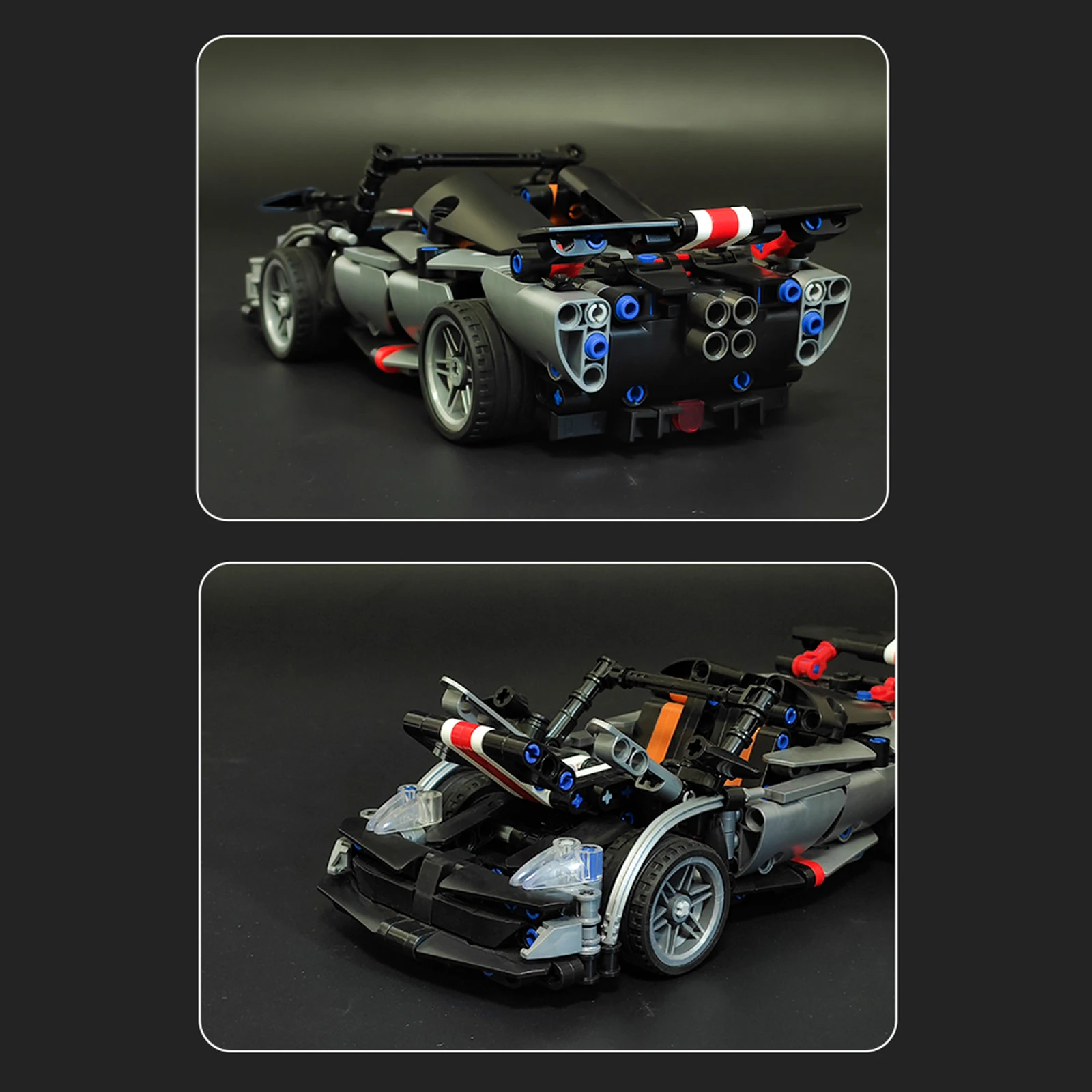 1:18 سباق نموذج 8001 اللبنات سيارة 520 + قطعة لعبة الطوب الفني مع غطاء محرك السيارة المفتوح تدوير المفاصل للأطفال 6 + الأولاد هدية #5