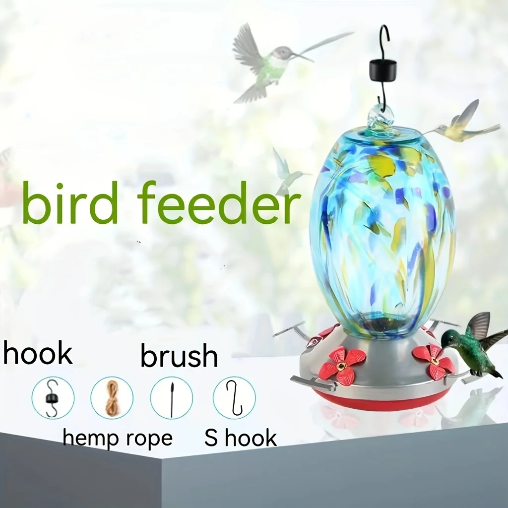 1pc Anti-Ant Glass Hummingbird Water Feeder for Garden Decoration with Hook