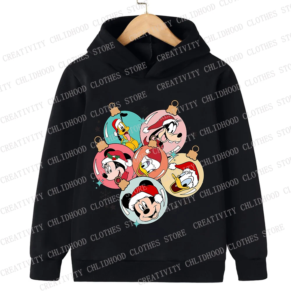 Christmas Hoodies Disney Children Mickey Mouse Winnie Kids Pullover Cartoons Casual Clothes Girl Boy Cartoons Tops Sweatshirts