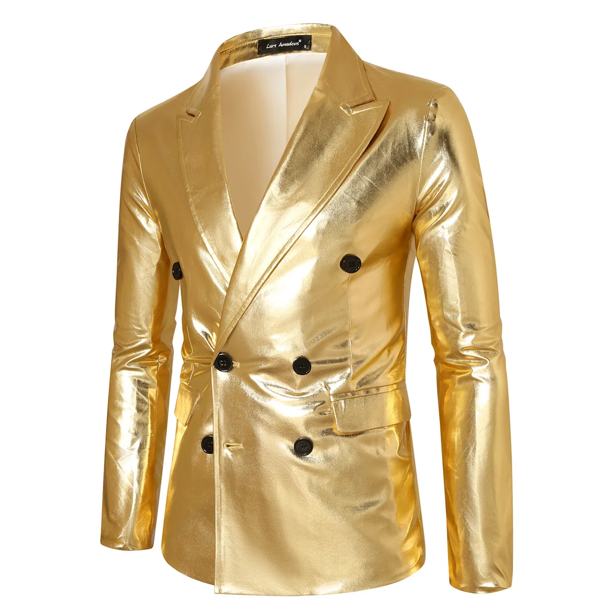 

Zhang Jie Shiny Gold Double Row Button Suit Set Male Singer Concert Dress Large Size Fat People Nightclub DJ Fashionable Urba...