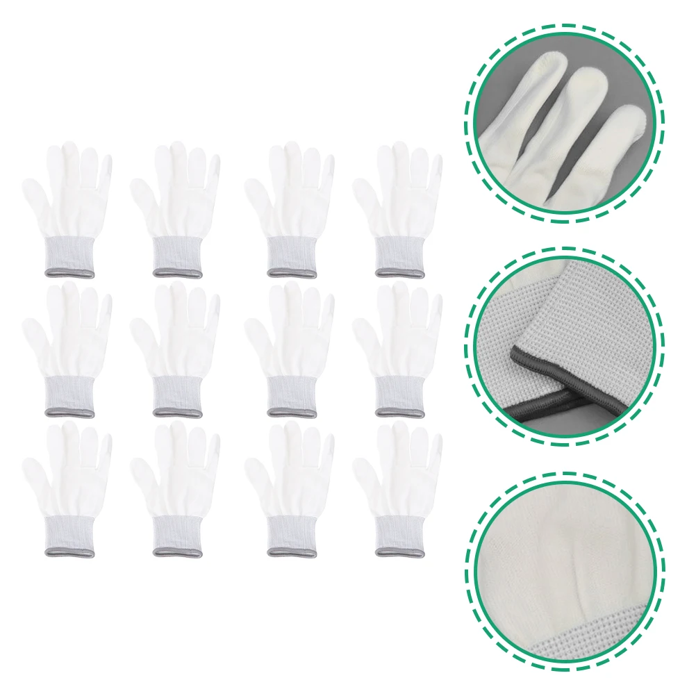

12 Pairs Anti-static Protective Gloves Electric Safety Work Non-slip Small Nylon