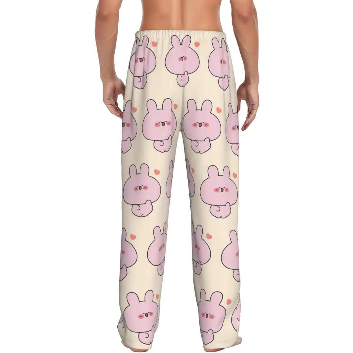 Custom Men Asamimichan Pajama Pants Print Cute Rabbit Sleep Sleepwear Bottoms with Pockets