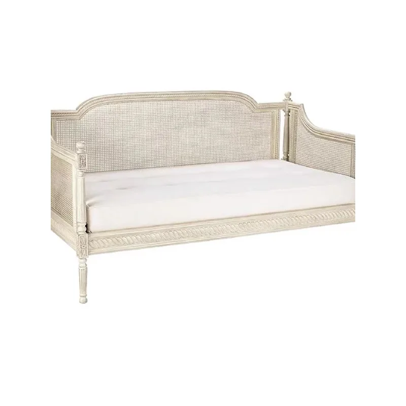 

Retro high-end sofa American old double sofa small apartment braided rattan European simple living room wooden sofa