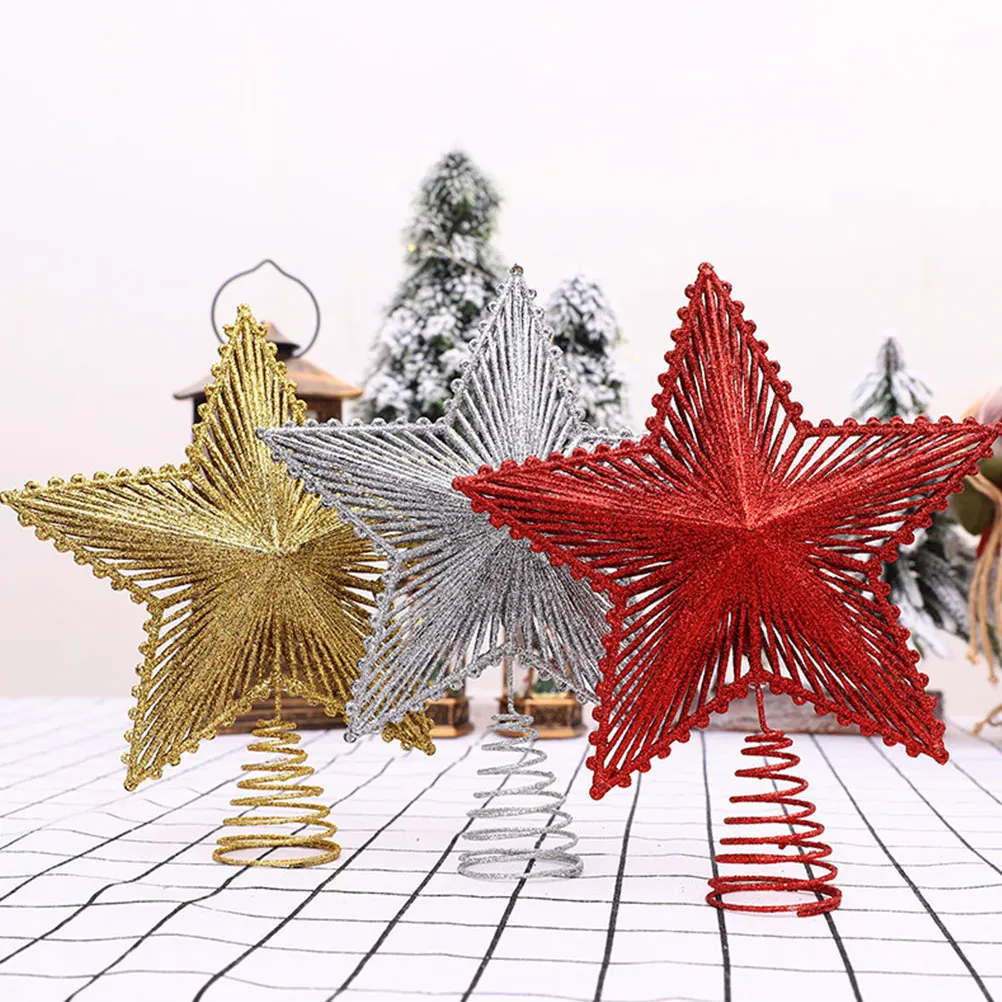 Ster Kerstdecoratie Ijzerdraad Glitter Kerst Treetop Ornament Voor Holiday Party Home Decor Kerstboom Topper Metaal