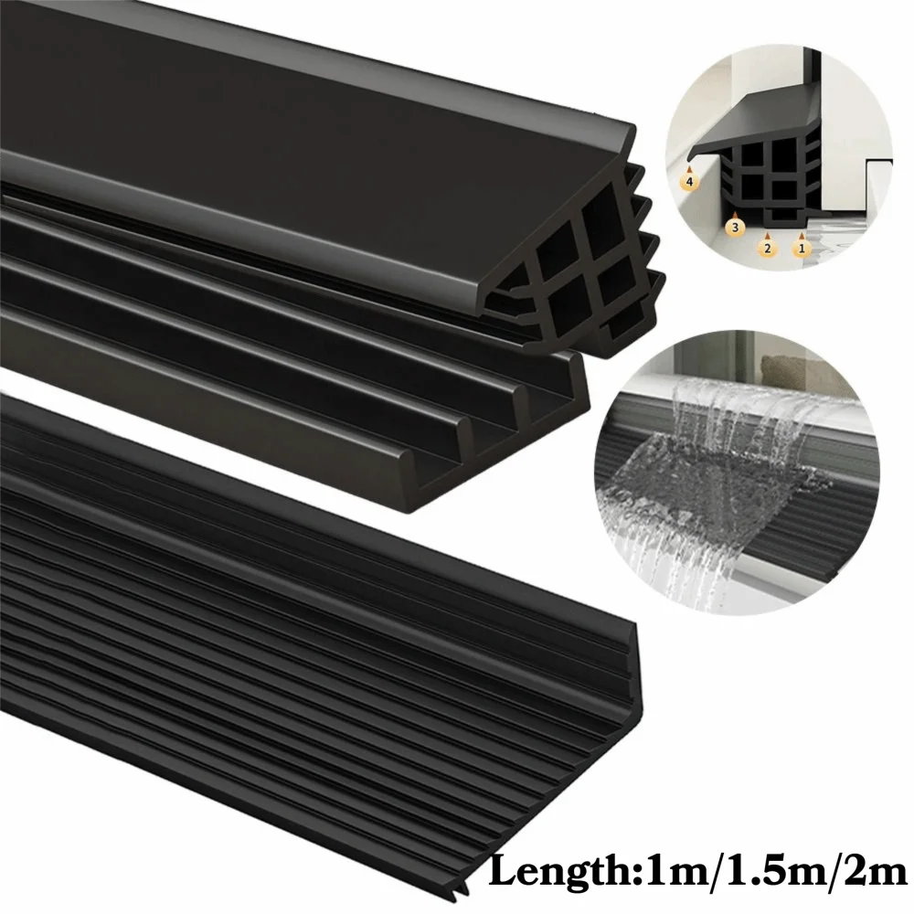 1m/1.5/2m Window Water Blocking Bar TPE Self-Adhesive Window Waterproof Baffl Waterproof Edge Sealing Home Weatherstrip