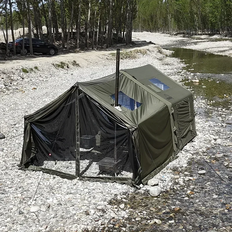 Inflatable tent with extended foyer, winter outdoor camping self-driving overnight canopy