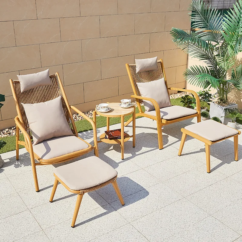Outdoor furniture villa garden leisure tables and chairs simple pastoral teak tables and chairs combination courtyard balcony ou
