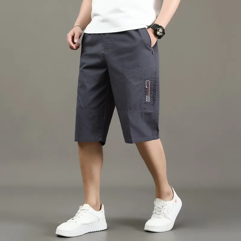 Summer shorts for men Fashion Letter Print Casual Pocket Loose Button Zipper motion pants