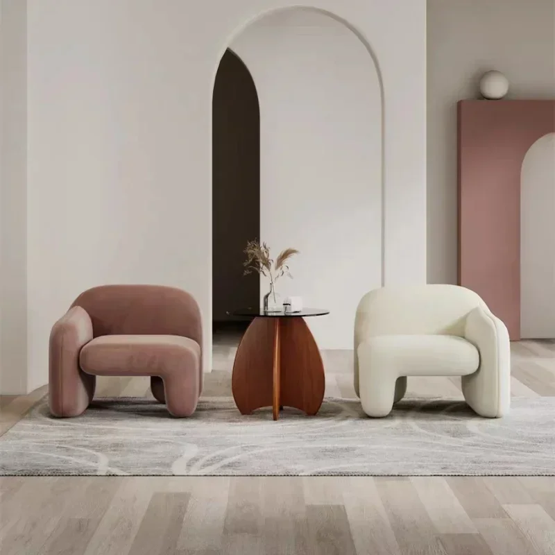 Single Light Luxury Sofa - Modern Art Design, Perfect for Living Room, Balcony & Leisure Areas, Creative Guest Chair Combination