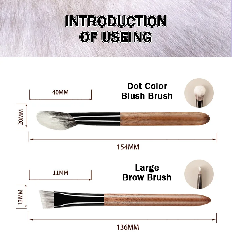 8pcs set of animal hair makeup brushes, eyebrow brush, eye shadow brush, blush brush, contour brush, brightening brush set