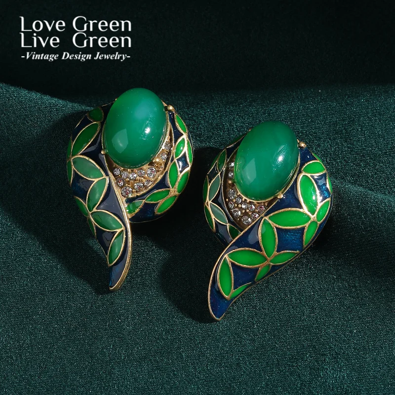 

Vintage Antique Leaf Green Earrings Stud Aventurine Stone For Women Luxury Quality Jewelry Daily Designer Gift Wedding 2025