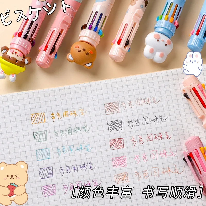 Cartoon colorful 8/10 Color Ballpoint Pen Creative Ballpen Kawaii Magical Pen School Office Writing Supplies For Kid Stationery