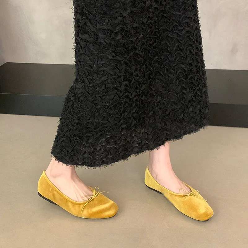 Damen-Schmetterlingsknoten-Ballerinas, flache, lässige, modische Seiden-Ballerinas für Frauen, Tanzschuhe, Frühling/Herbst, neu – Detail 7