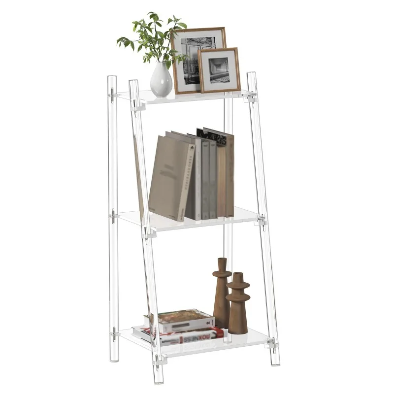 

Small acrylic trapezoidal bookshelf three-layer transparent shelf living room bathroom office floor display rack