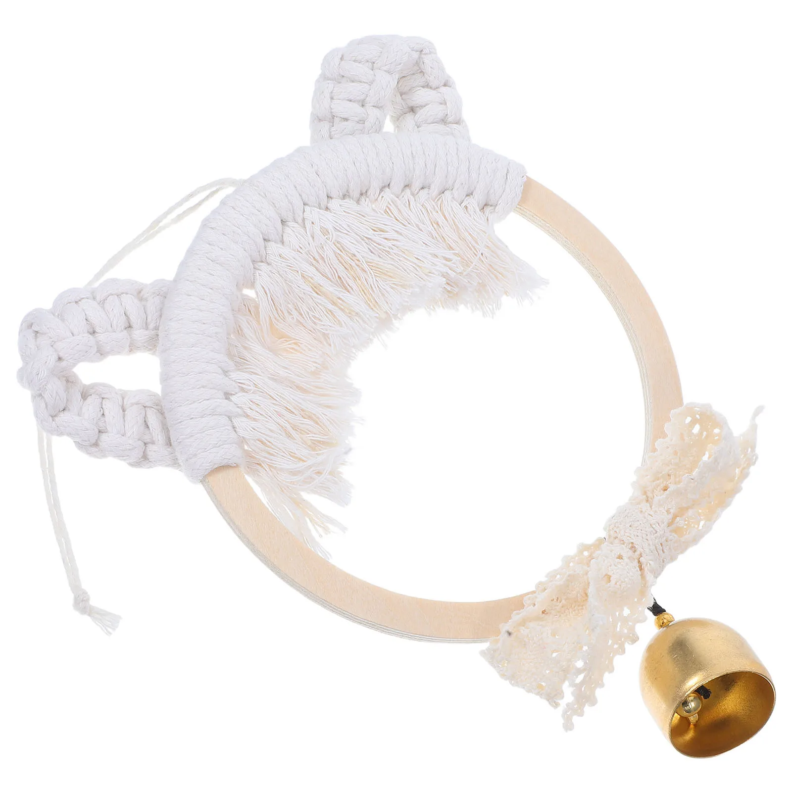 

Nordic Style DIY Woven Cat Bell Decoration Handcrafted Hanging Ornament Home Wall Decor Tinkling Bell Cat Lovers