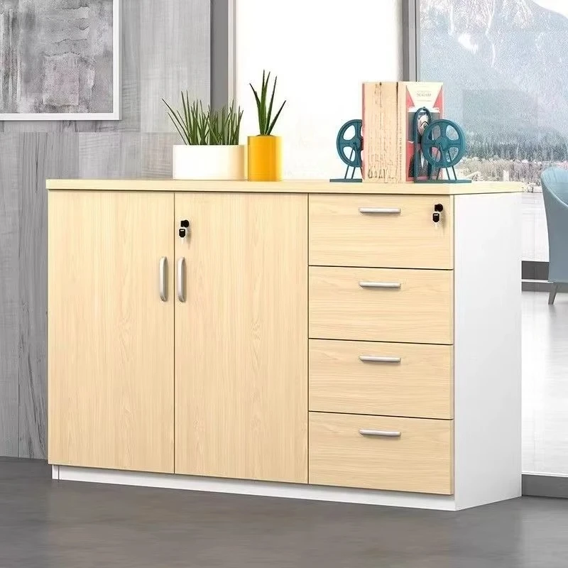 

Modern Wooden 4-Drawer Lockable Filing Cabinet with Floor-Standing Design for Office Data Storage