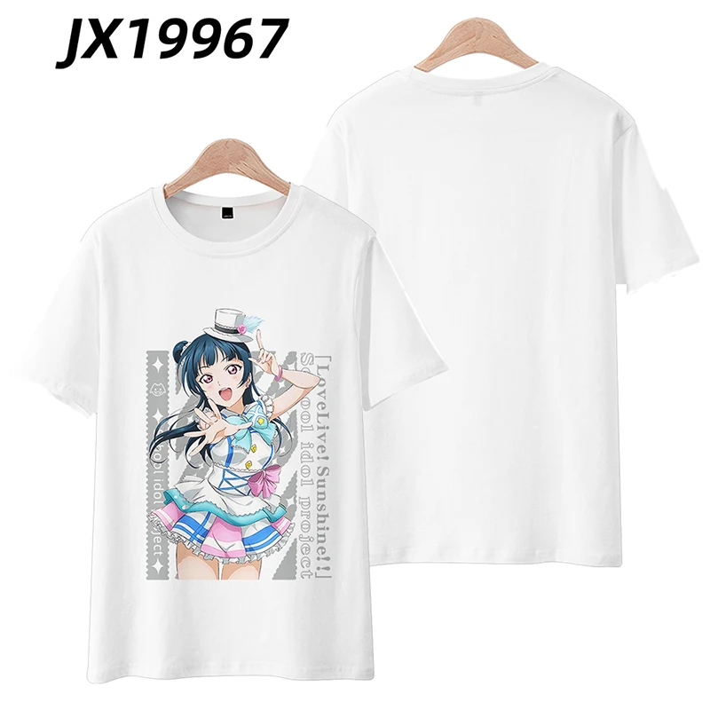 Camiseta de Anime LoveLive Sunshine School Idol Project para hombres y mujeres, camisa de gran tamaño con estampado 3D, cuello redondo, camisetas