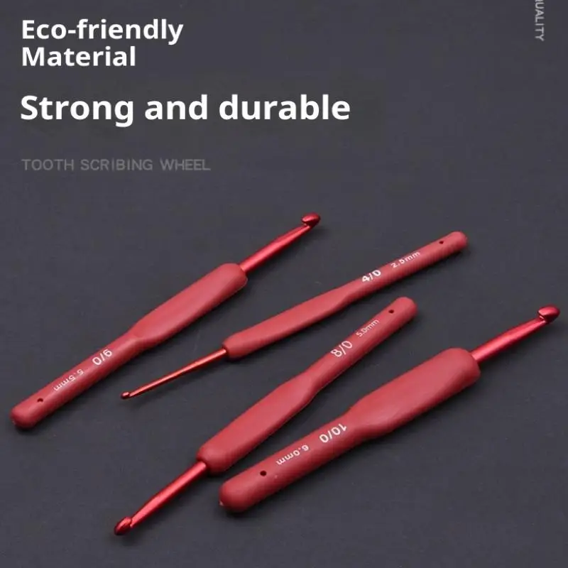 New 9PCS Red Crochet Hook Ergonomic Handle For Arthritic Hands Extra Long Knitting Needles For Beginners And Crocheting Yarn