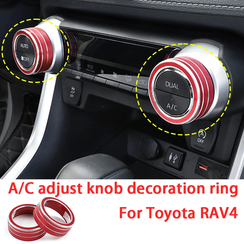 2 stücke Dashboard A/C Einstellen Knopf Dekoration Ring Trim Abdeckung Auto Aufkleber Für TOYOTA Wildlander RAV4 Innen zubehör