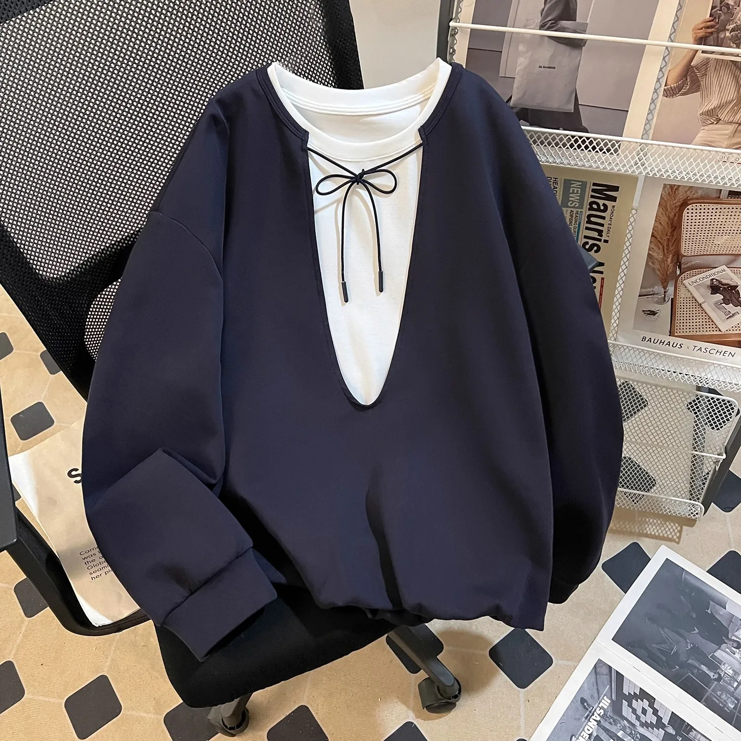 

Loose Fit Color Blo Sweatirt Women's plus Size 300 Pou Lazy Sle Top Spring Autumn New Arrival Streetwear