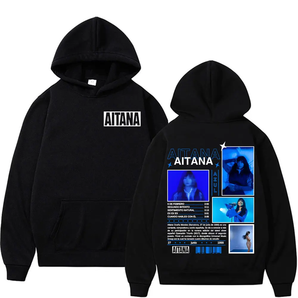Sudaderas con capucha con estampado de Singer Aitana Azul Album Tour para hombre y mujer, sudadera Vintage de Hip Hop Harajuku, Sudadera con capucha de lana cómoda de alta calidad