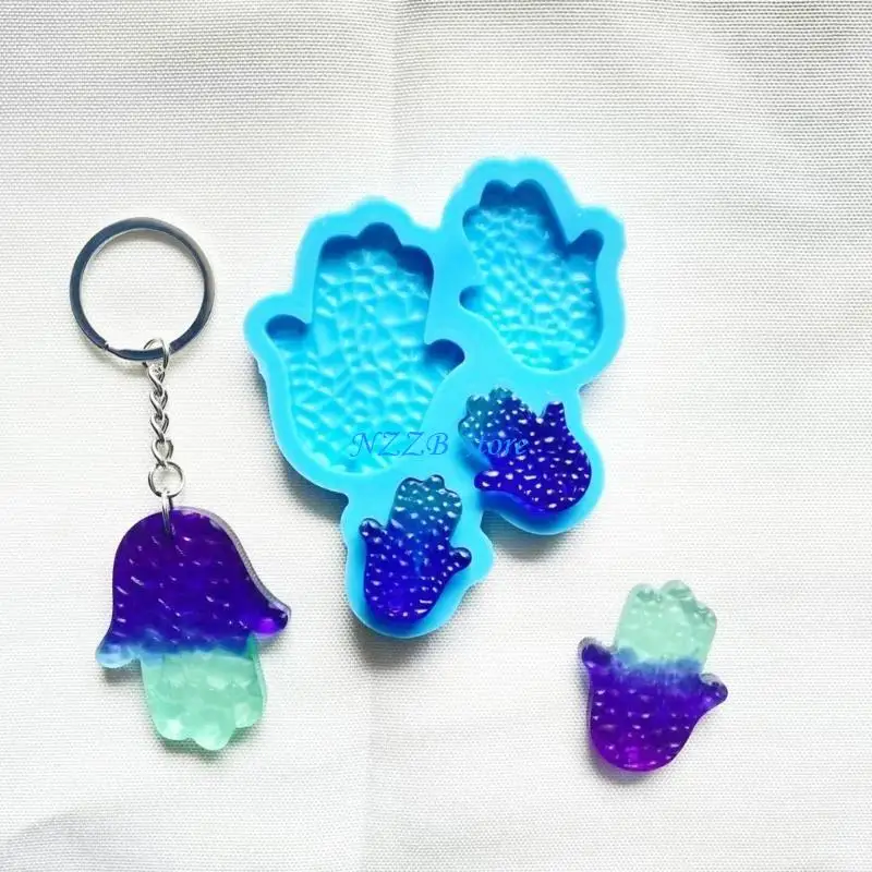 T21F Palmas Amuleto Brinco Charme Moldes Resina com Furo 4 Cavidade Fátima Fundição à Mão