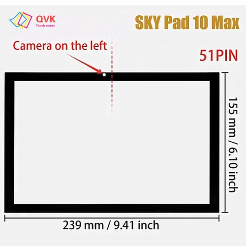 10.1 인치 SKY 디바이스용 + 프레임 패드 10 맥스 태블릿 PC 정전식 패널, 필기 디지타이저 유리 센서 터치 스크린 51 핀 