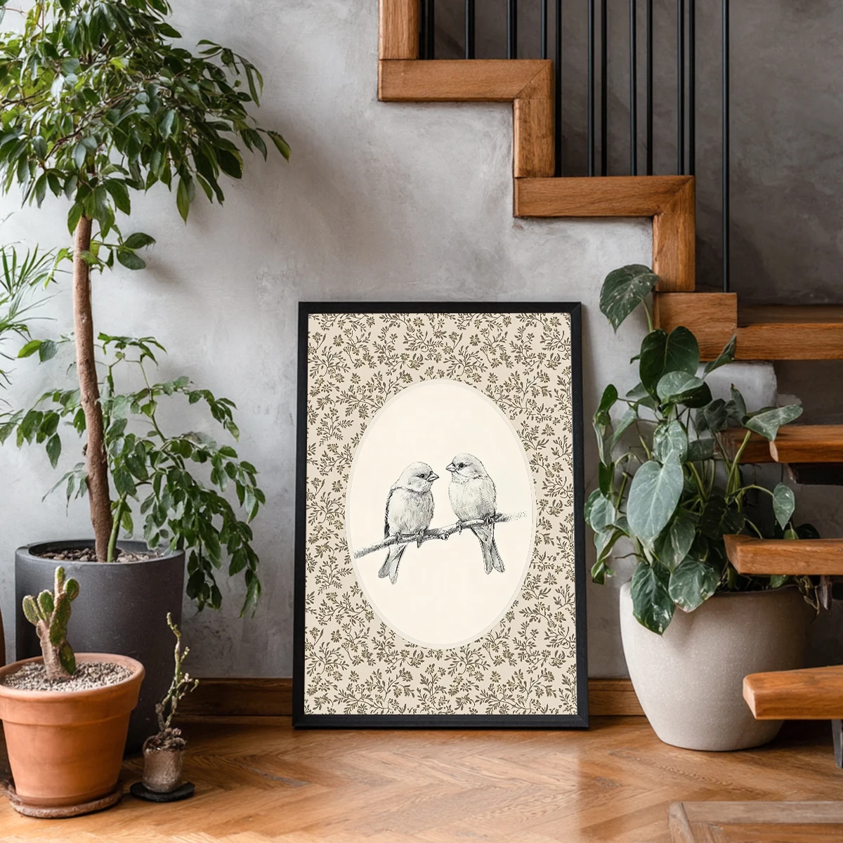 Rustic Canvas Prints Poster Retro Cottage Farmhouse Art Prints Bedroom Wall Art Home Decor Vintage Sparrow Bird Antique Floral