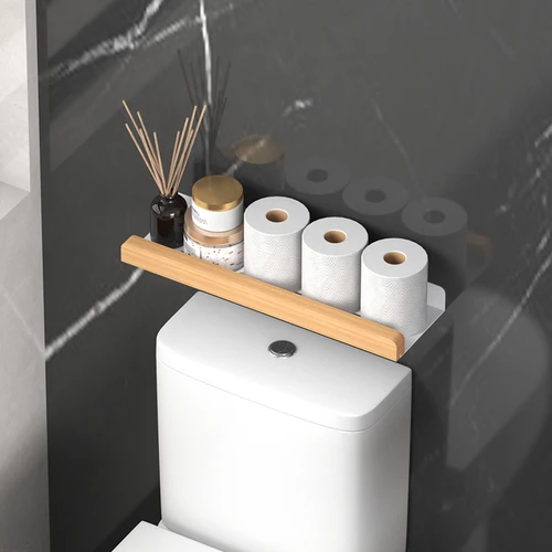 Imagen 2 del producto Estante de almacenamiento de accesorios para sala de estar, estante de almacenamiento para el baño montado en la pared, estante de almacenamiento para el baño no perforado sobre el inodoro
