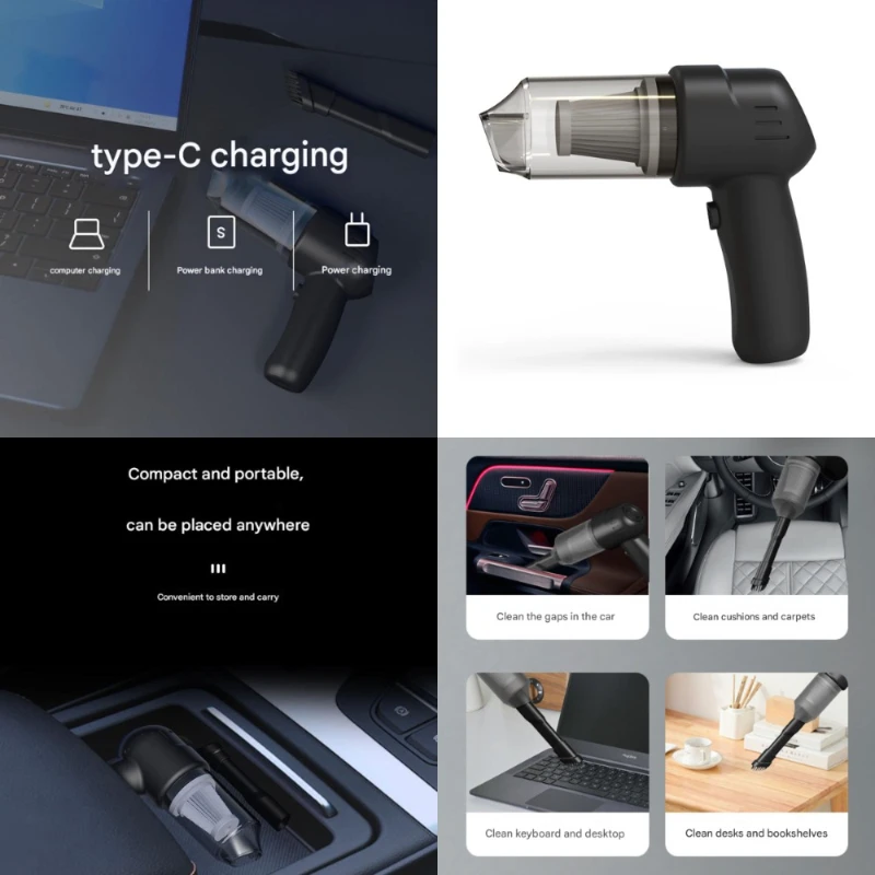 Powerful Portable Wireless Car Vacuum Cleaner - Rechargeable Handheld Quick Clean for Car, Home, Pet Hair, Dust, Debris - Compac