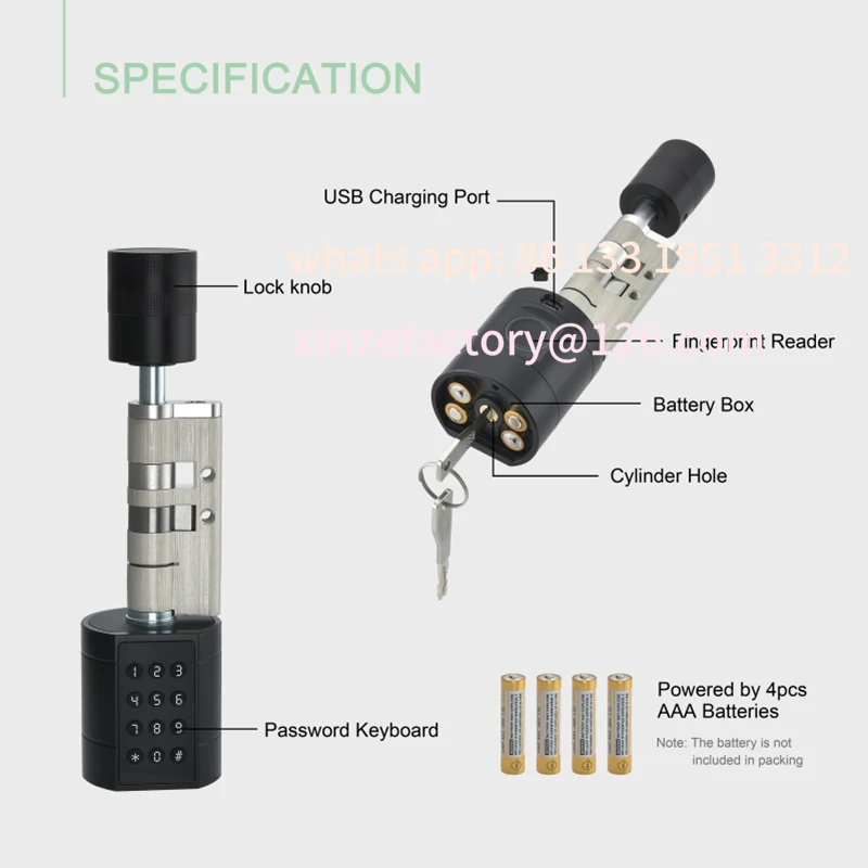 تخصيص Tuya APP بصمة اسطوانة الإلكترونية قفل الباب الذكي لوحة المفاتيح الرقمية رمز مفتاح بطاقة التحكم عن بعد قابل للتعديل Hom #5