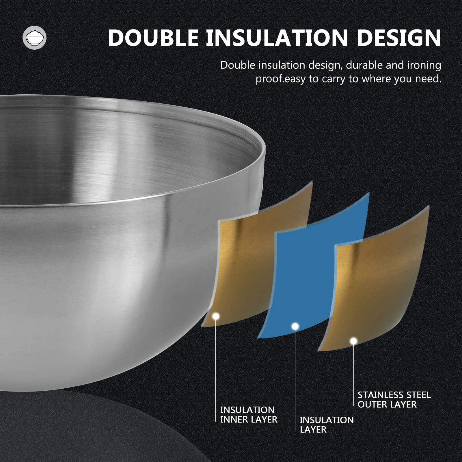 

Premium Stainless Steel Bowl Multi-Function Salad Mixing Container Simple Design Practical Beautiful for Family Gatherings