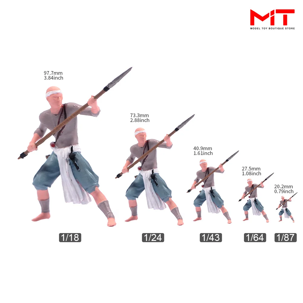 In Stock Painted Miniatures 1/87 1/64 1/43 1/24 1/18 Chinese Ancient Costume Wild Role Figure Mini Resin Doll Model Scene Prop