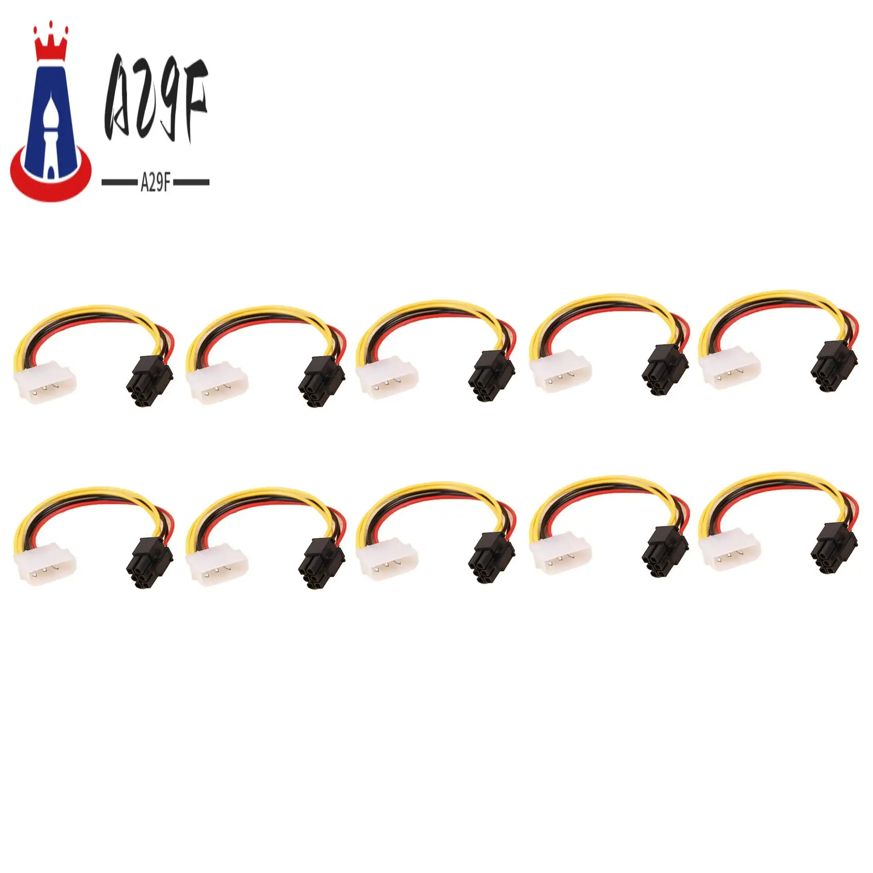 

A29F-10 Pcs 4 Pin IDE Molex To 6 Pin Power Cable GPU Graphic Card