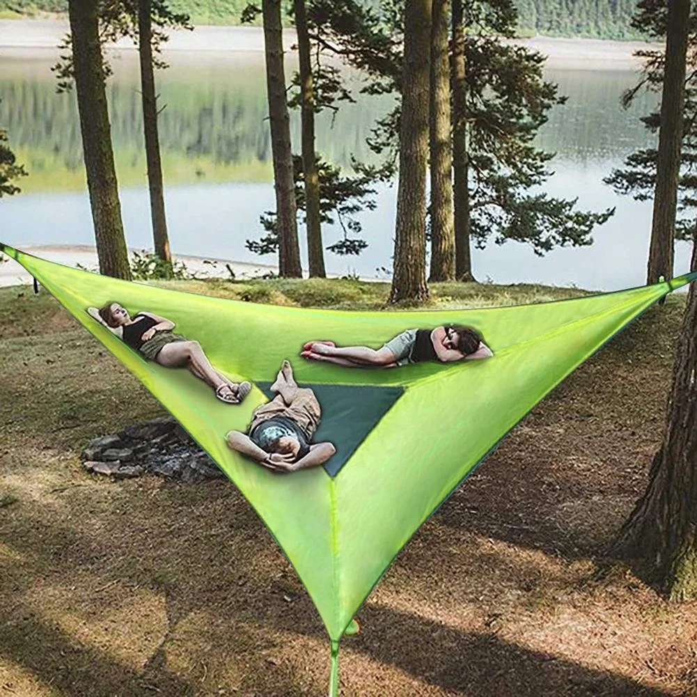 

Portable Multi-Person Nylon Hammock Garden Furniture Set Tent With Outdoor Camping Hammock Equipment