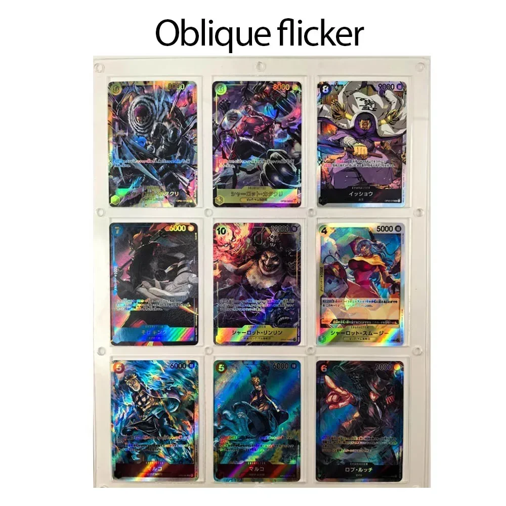 DIY ONE PIECE Homemade Series 3th 9pcs BIG MOM Marco OPCG Color Flash Oblique Flicker Anime Peripheral Game Collection Card Gift