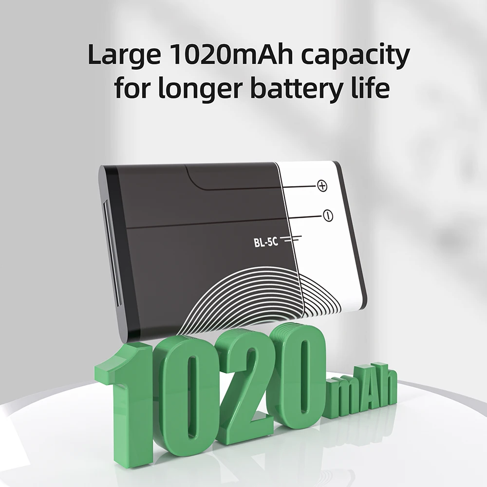 PUJIMAX 3.7V 1020mAh Battery BL-5C BL5C BL 5C Rechargeable Batteries For Nokia 2112 2118 2255 2270 2280 2300 2600 2610 3125 3230