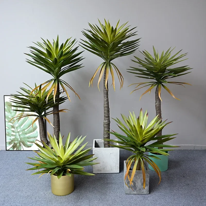 High Simulation Artificial Dracaena Sisal Agave Bonsai Potted Plant Indoor Home Decoration Fake Greenery for Window Desk