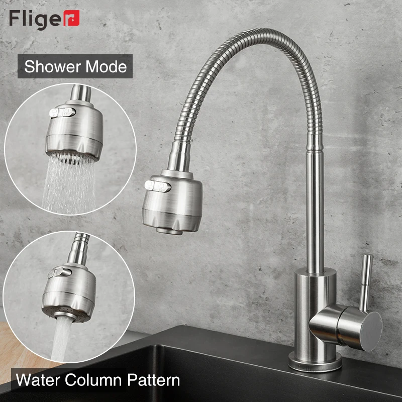 

Fliger Stainless Steel Kitchen Faucets Kitchen Sink Faucet 360 Degrees Faucet Sprayer Mixer Kitchen Water Tap Torneira Cozinha