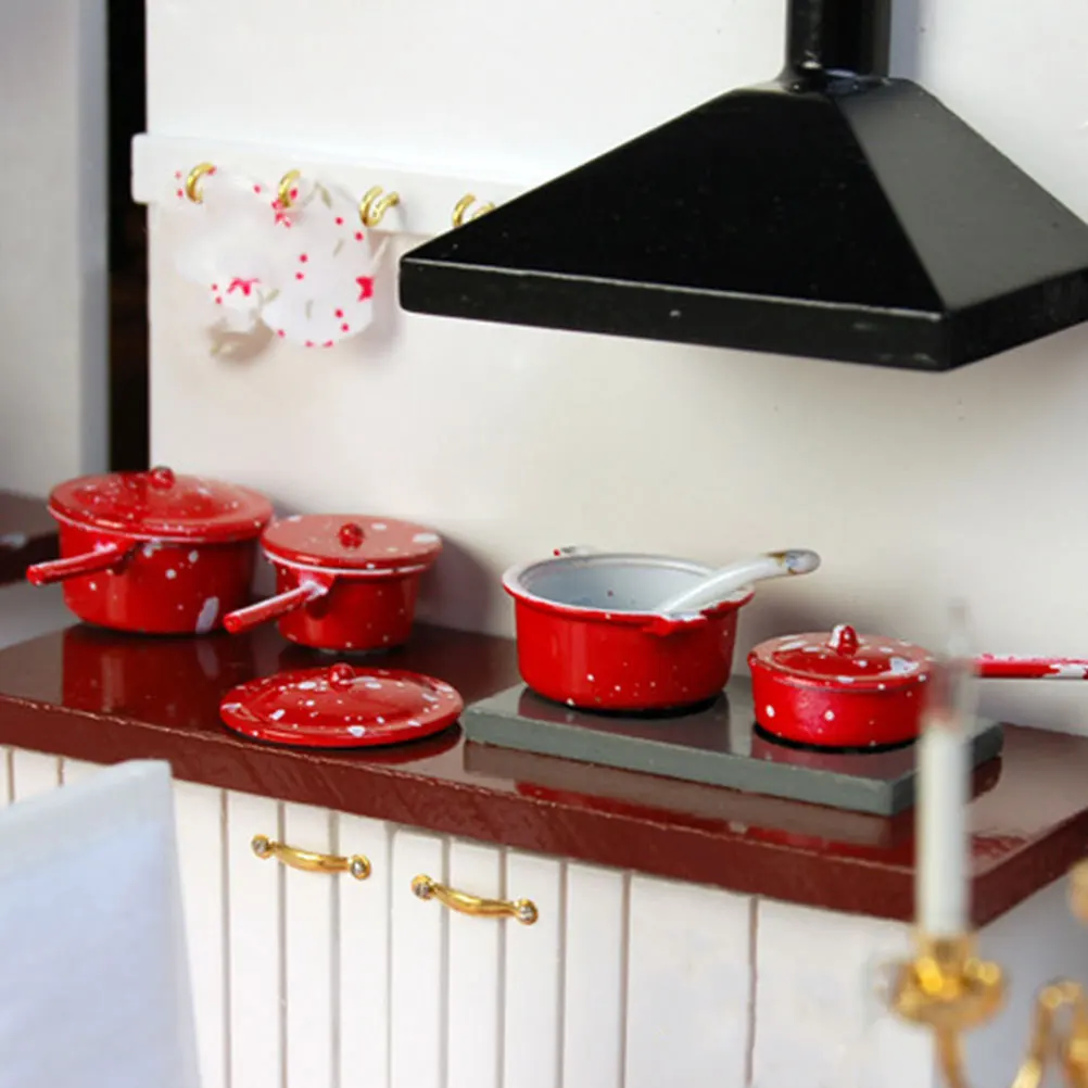 1Set Mini Kitchen Accessories Miniature Pots Realistic Simulation Cookware for DIY Decorative Small House Ornament Set