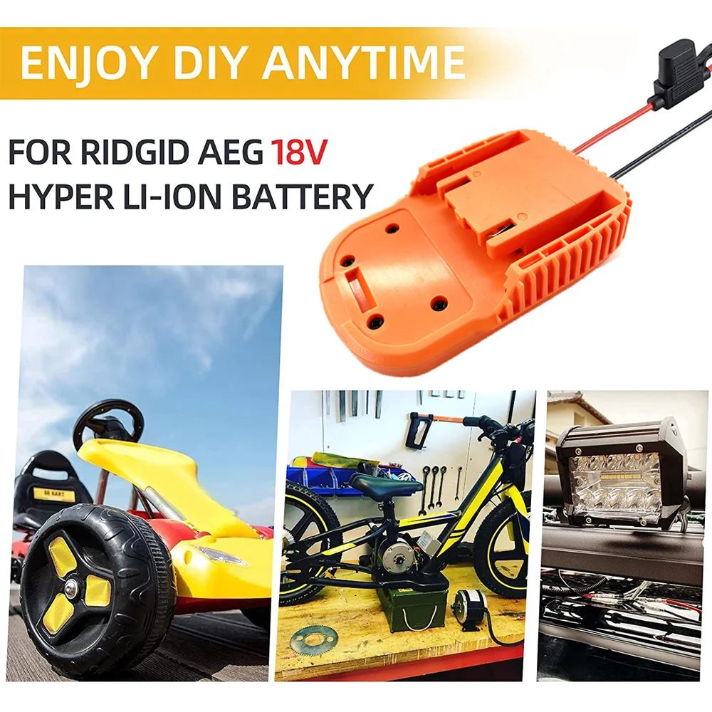 Adaptador de Bateria Faça Você Mesmo com Fusível para Ridgid Aeg 18v Hyper Li-ion Bateria Adaptador de Roda de Energia Doca Conector de Alimentação para Ridgid L1815r