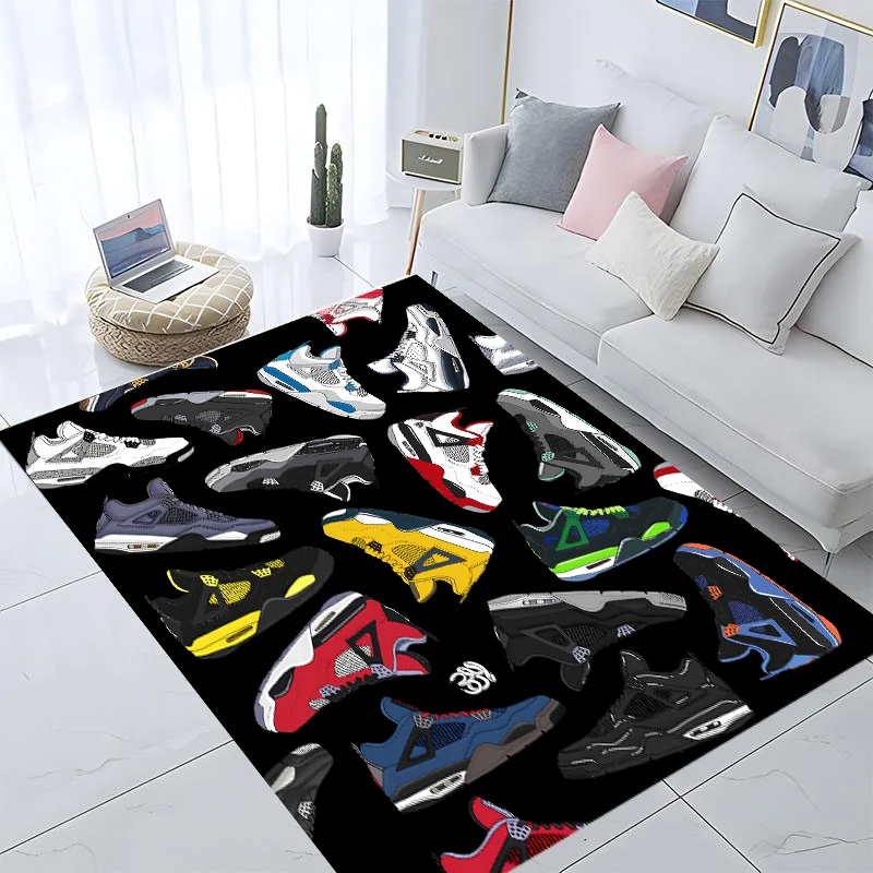 

Fashion Basketball Shoes Sneakers Logo Print Carpet for Living Room Corridor Bedroom Door Mat Kid Bedroom Play Floor Mat Gift