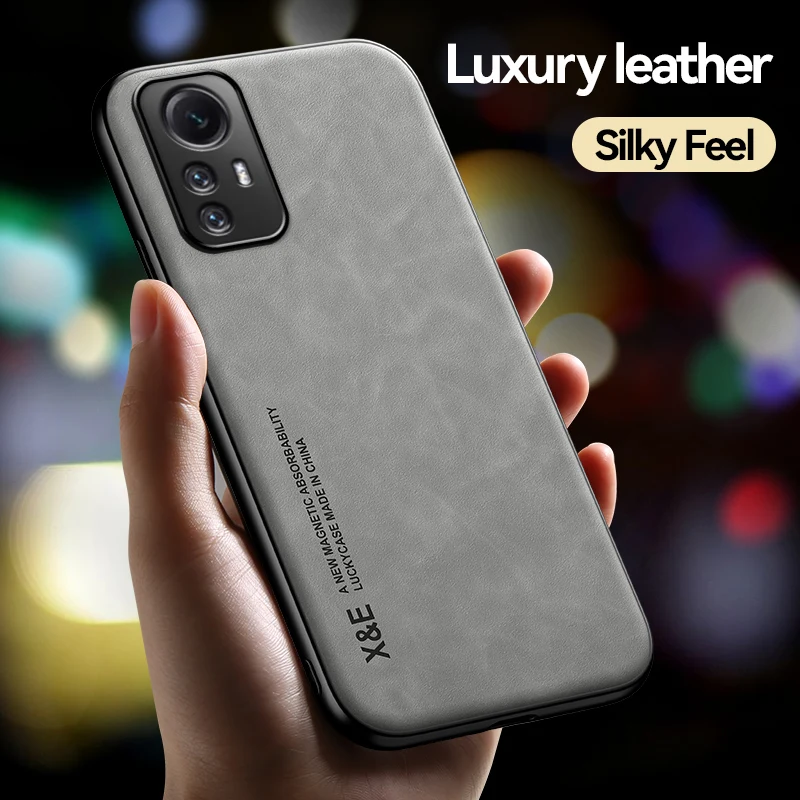 For Redmi Note 12S Leather Case Sheepskin Texture Back Cover Soft Frame Shockproof Phone Case for Xiaomi Redmi Note 12S 4G